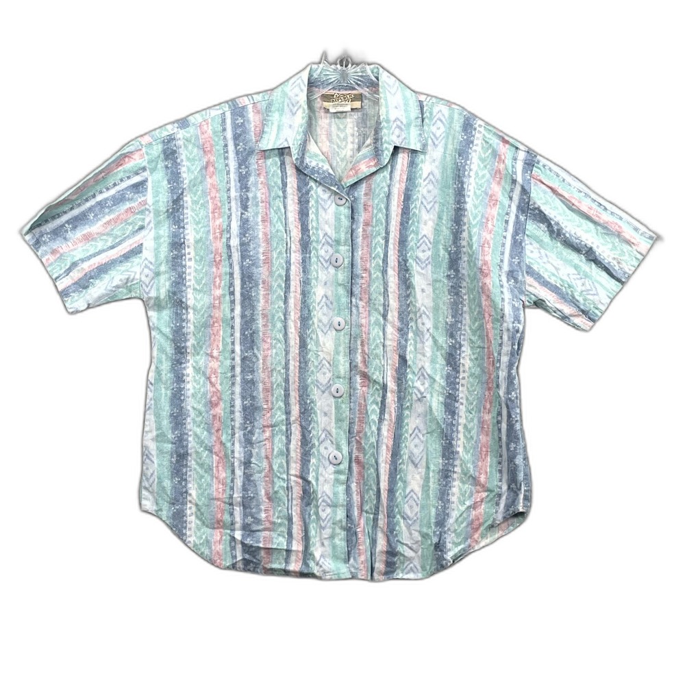 Vintage Denim Republic Shirt Boys Large 16-18 Aztec Striped Retro Y2K Streetwear